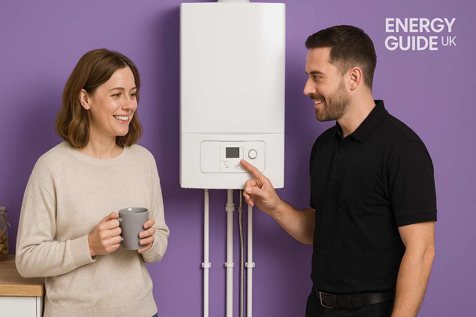 Engineer explaining BOXT boiler replacement