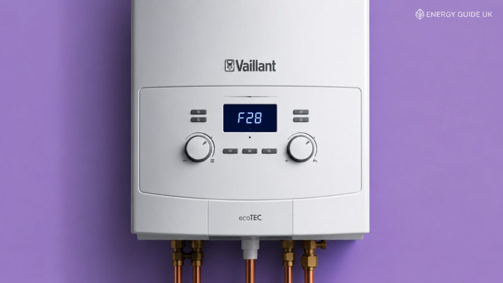 Vaillant boiler display showing boiler ignition lockout error