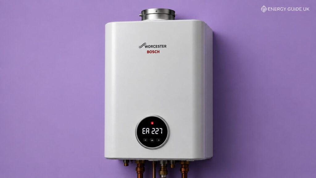 Worcester Bosch boiler display showing boiler ignition lockout error