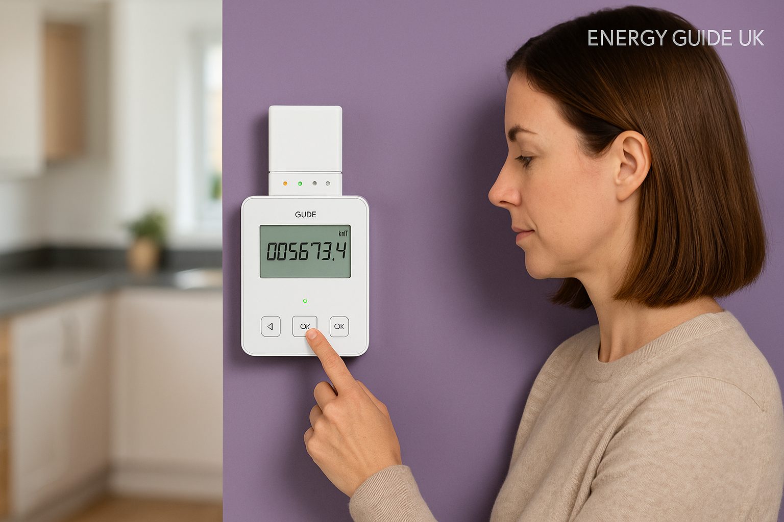 Homeowner reading SMETS2 Smart meter Homeowner reading SMETS2 Smart meter