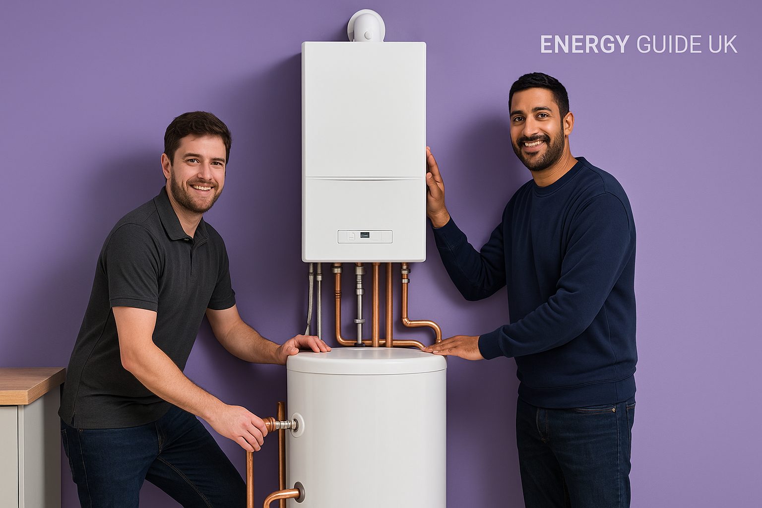 Engineers installing one of the best boilers for a large house