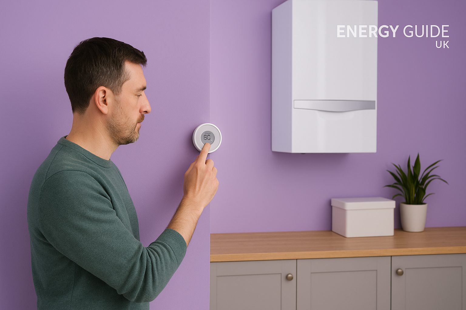 Homeowner adjusting thermostat