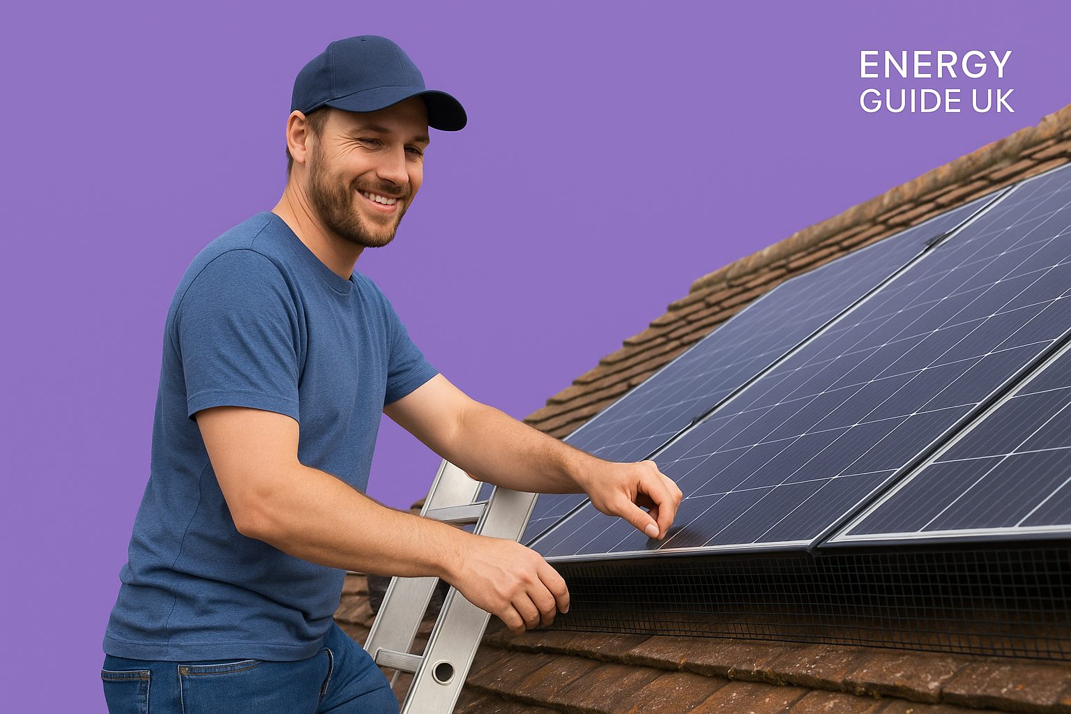 installer checking pigeon-proofing solar panels