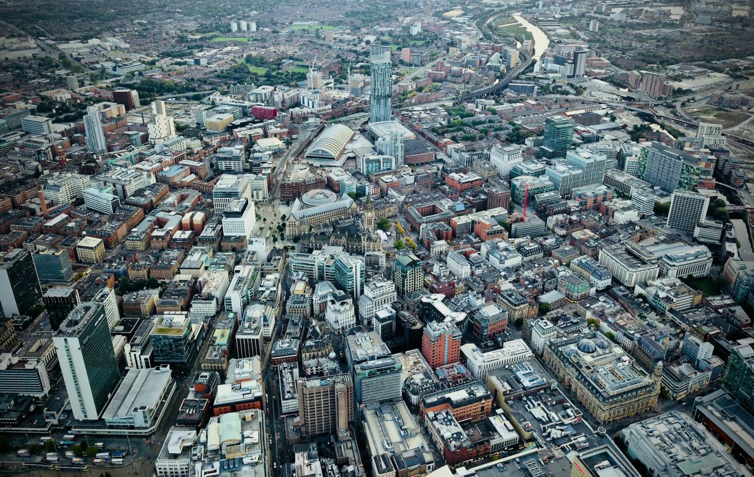 Aerial shot of Manchester, England